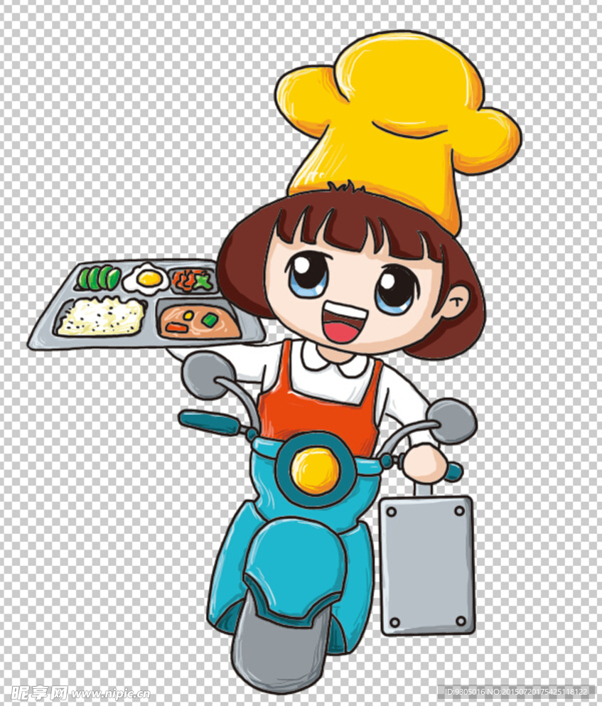 卡通送餐人物
