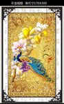 兰花孔雀彩雕玄关装饰画