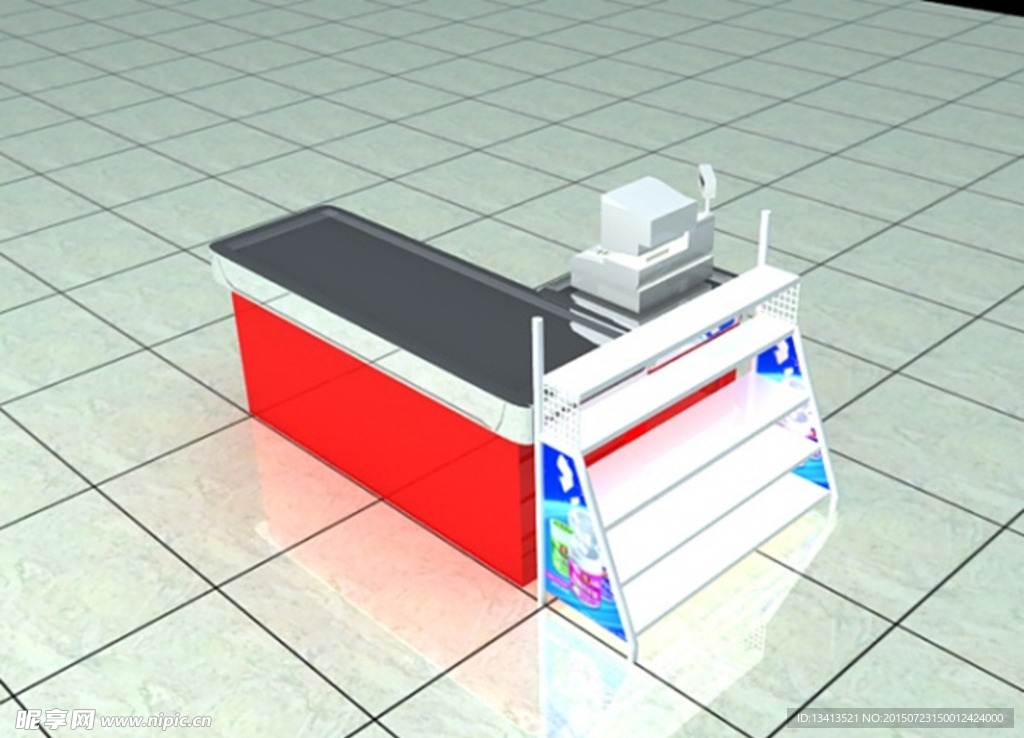 收银台模型效果图