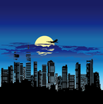 城市风光 夜景 天空 月亮 星