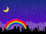 城市风光 夜景 天空 月亮 星