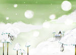 手绘梦幻雪景插画