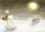 梦幻雪夜风景插画