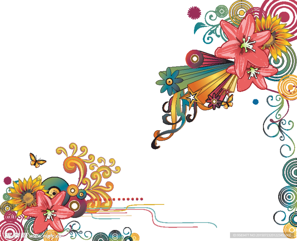 炫丽花纹矢量