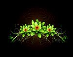 绿花朵纹矢量
