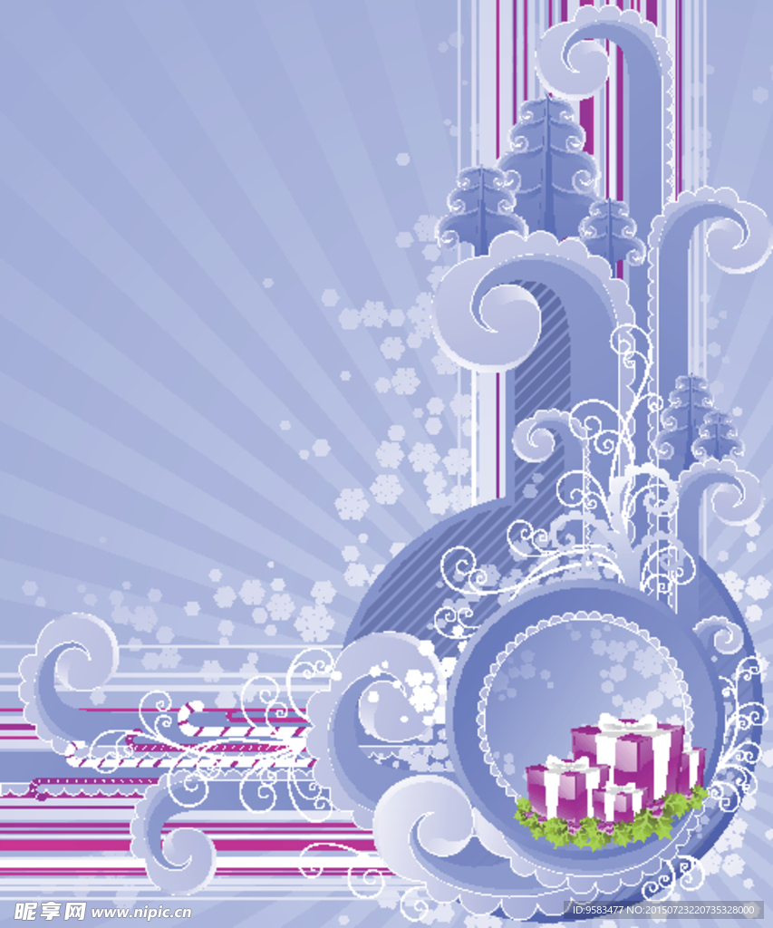 蓝花纹装饰矢量