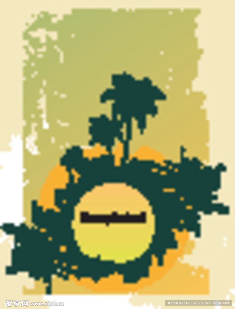 椰子树框花纹矢量