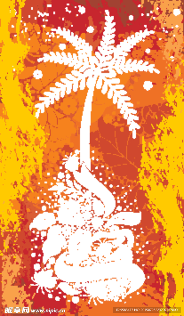 椰子树白花纹矢量