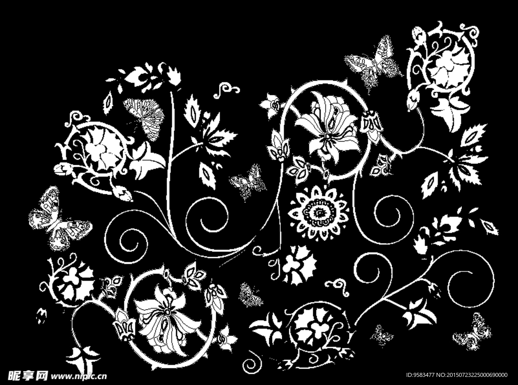 美花纹矢量图