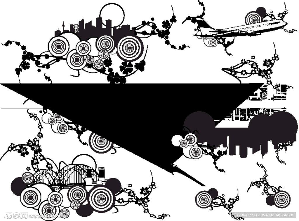 花纹花枝元素矢量图