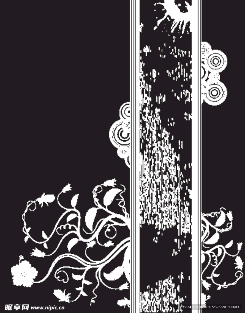 白花纹边框矢量图