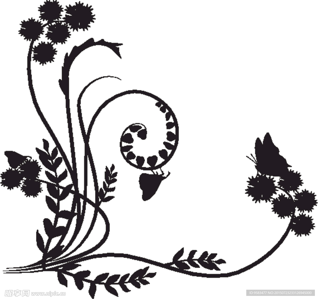 展开的花纹矢量图