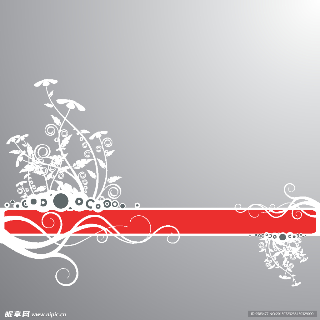 白色花纹红框矢量图