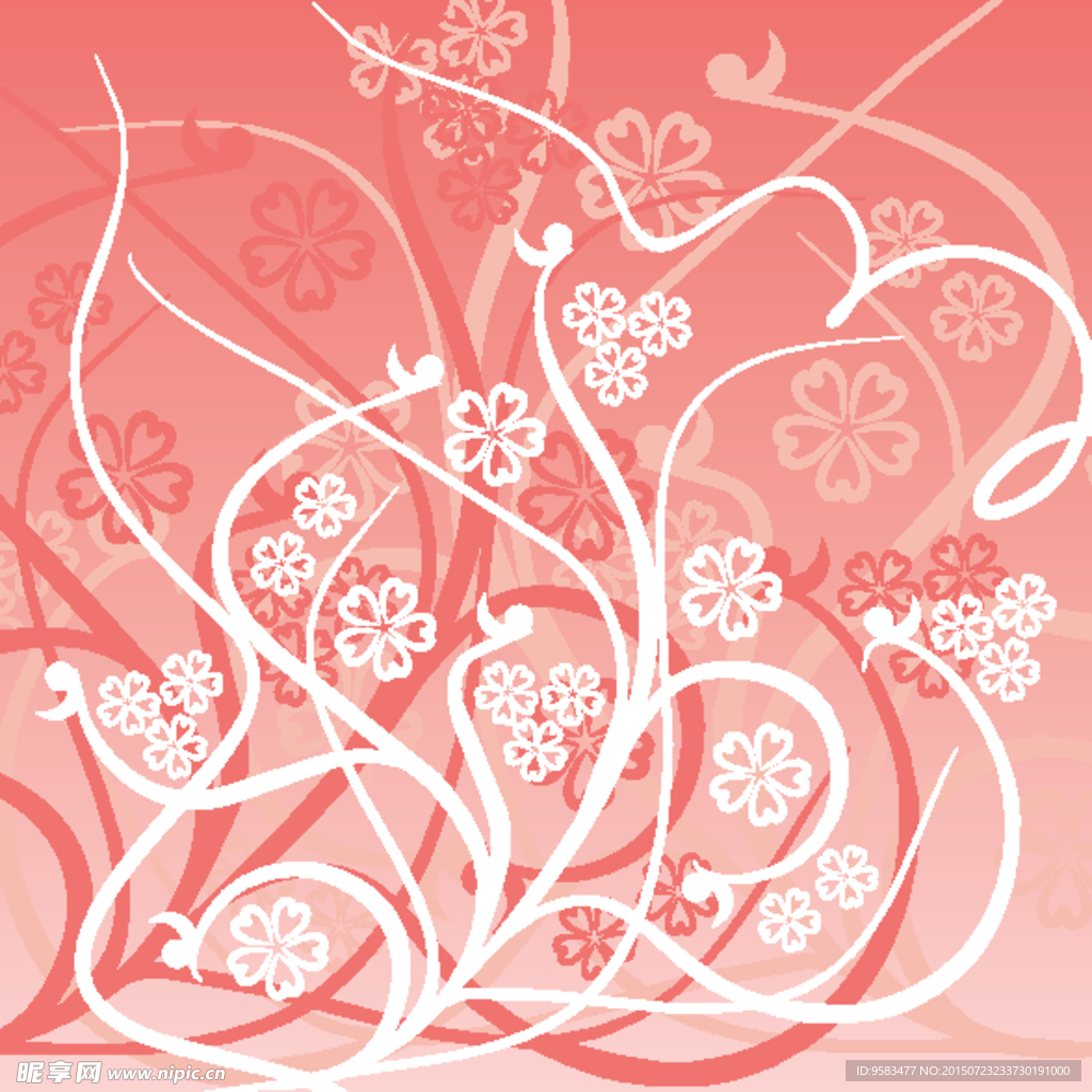 粉白抽像心形花纹矢量图
