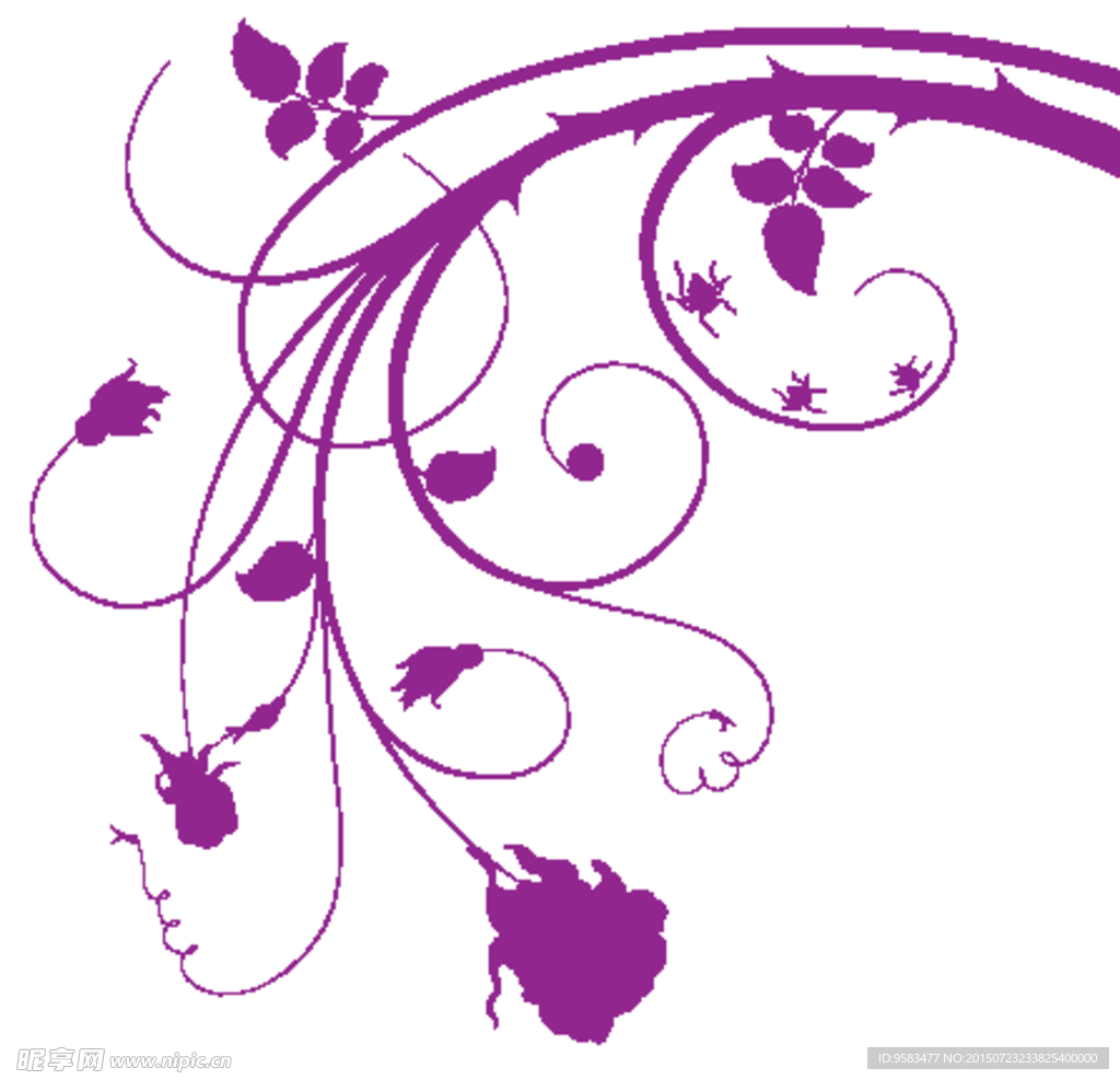 紫花枝纹矢量图