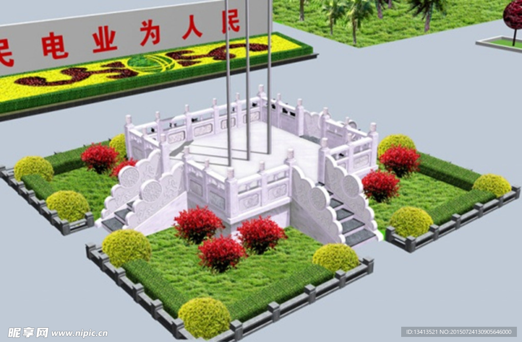 汉白玉栏杆3d模型