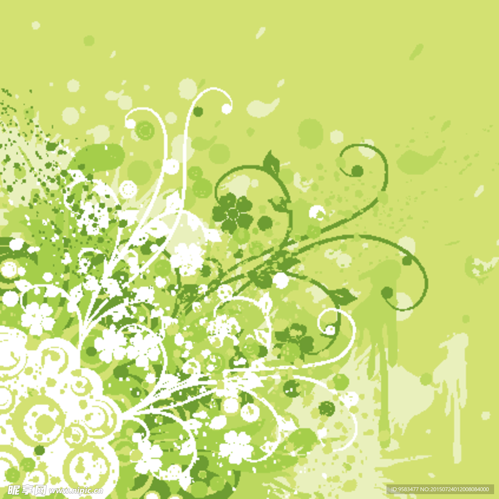 小绿花朵花纹矢量图