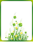 黄绿花朵花纹与框矢量图