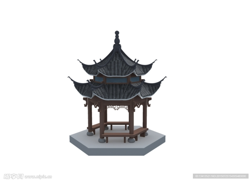 古建亭子3d模型