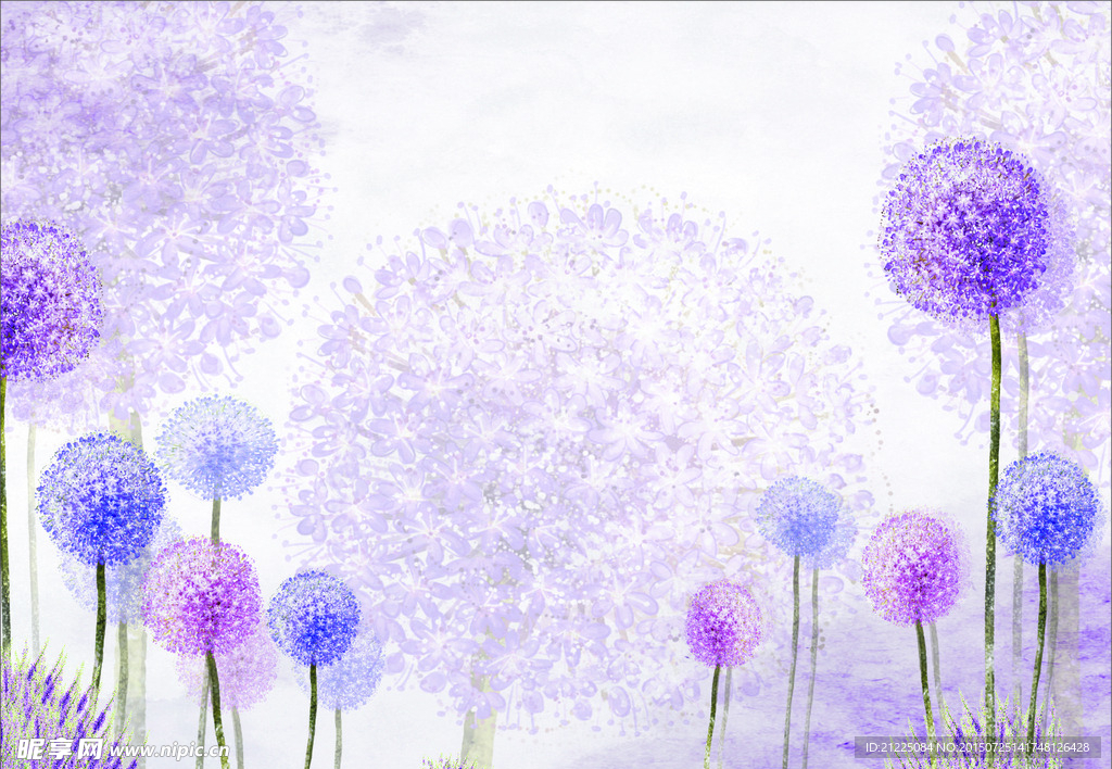 蒲公英简约电视壁画