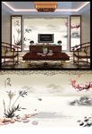 中国风山水画背景墙