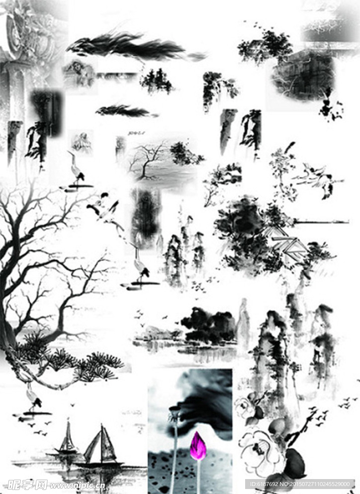 中国传统元素水墨表现psd素材