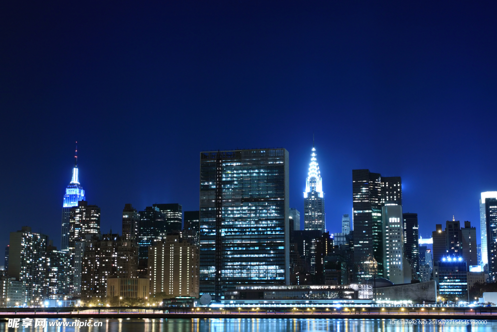 纽约摩登都市繁华夜景