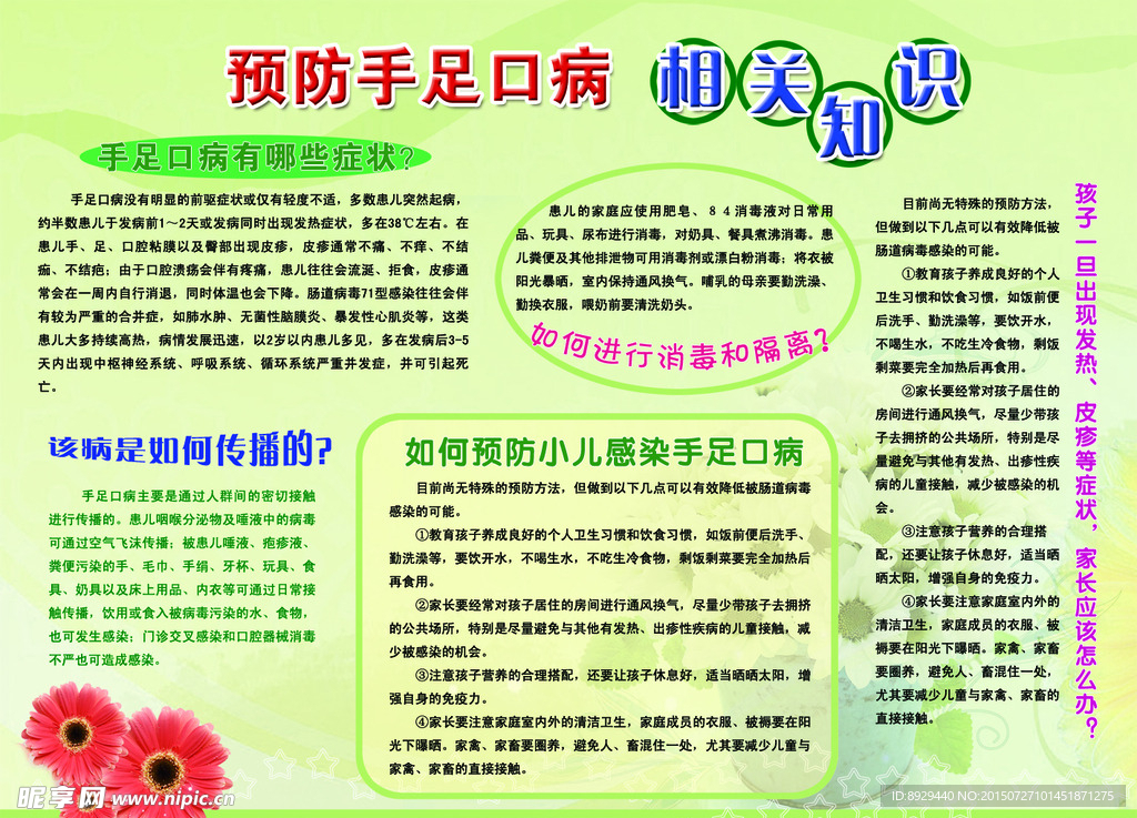 预防手足口病相关知识展板