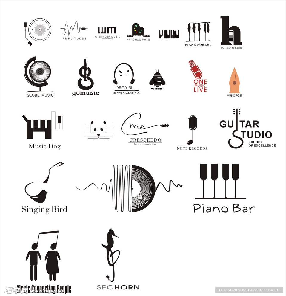 音乐元素Logo设计