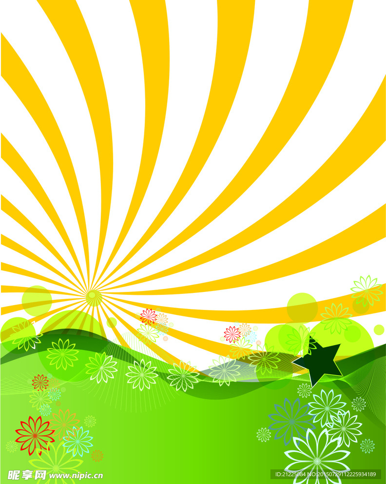 阳光灿烂可爱绿色背景图