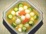 南瓜汁浸墨鱼丸