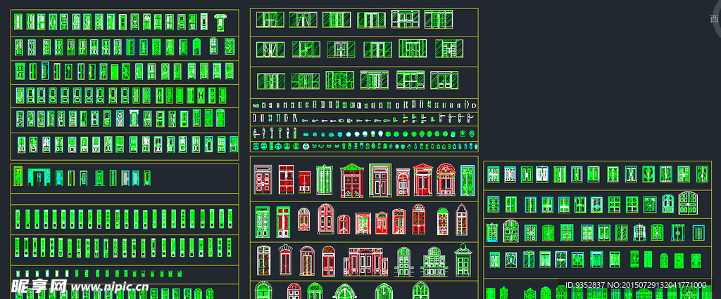 CAD门立面图大全 门把手立面