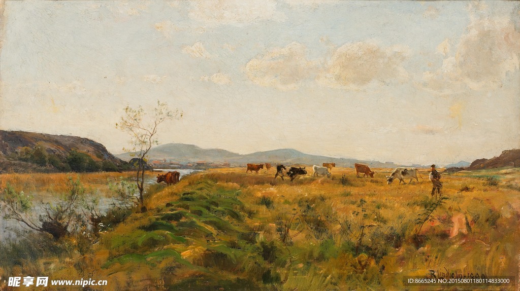 平原风景油画