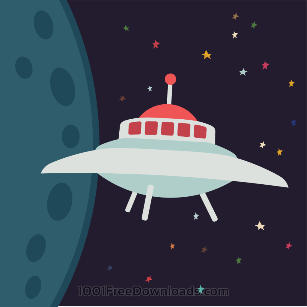 ufo 扁平 插画 外太空
