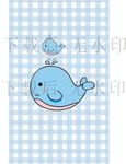可爱蓝色手绘小鲸鱼卡通矢量图