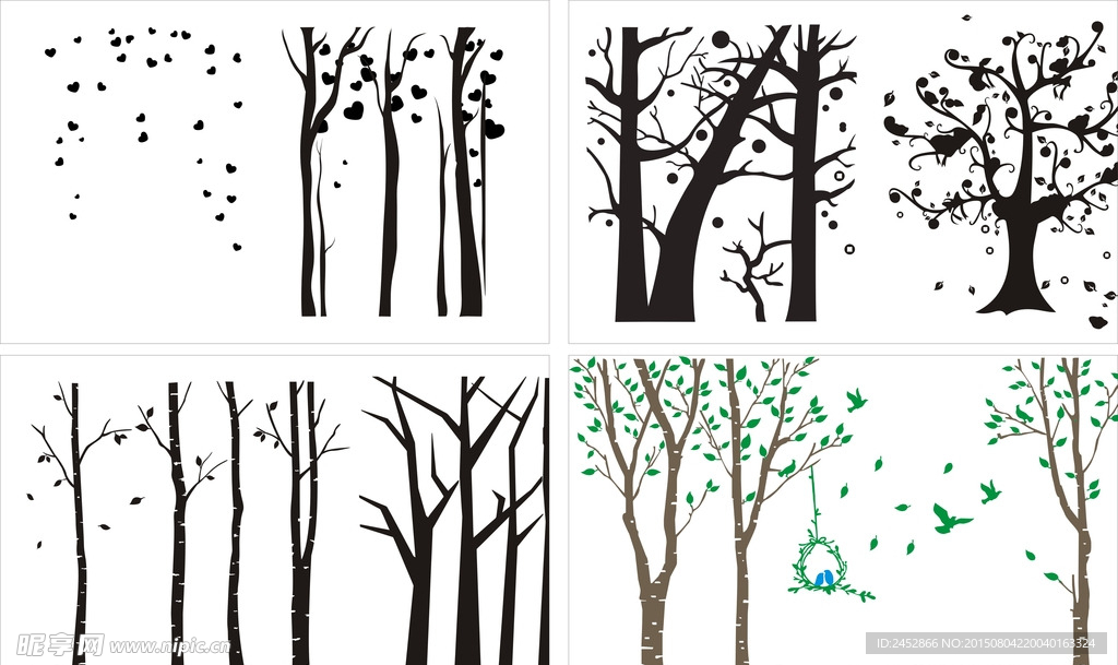 树木剪影 不干胶雕刻树