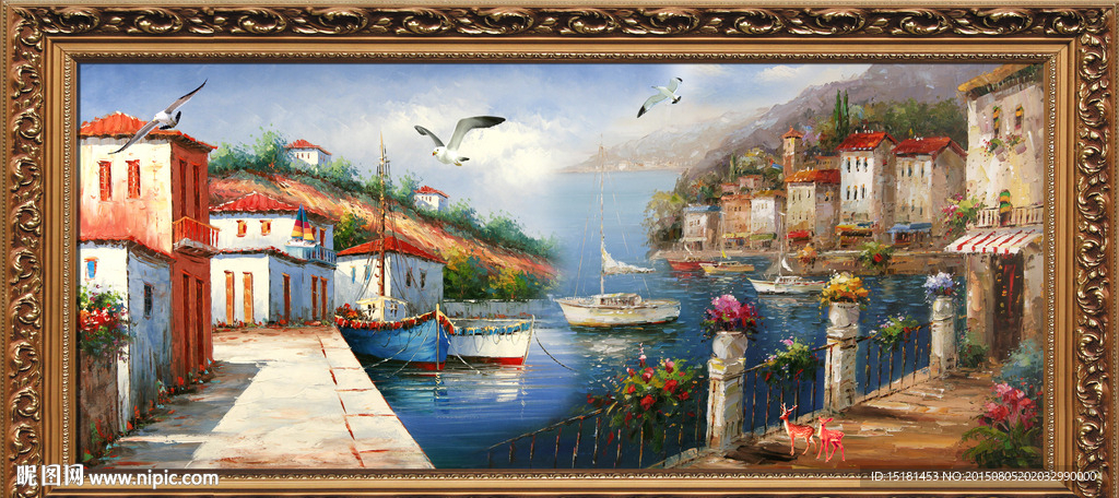 地中海油画风景