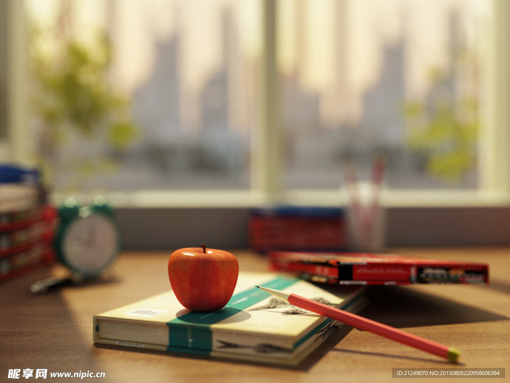 书桌上的苹果