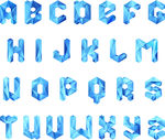 蓝色水晶字母矢量图