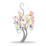 手绘开花的树