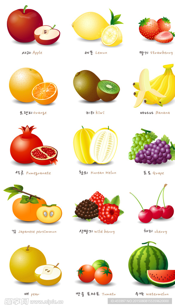 矢量彩色水果图标