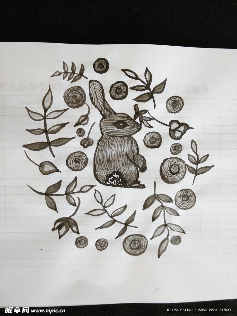 毛笔绘 兔子