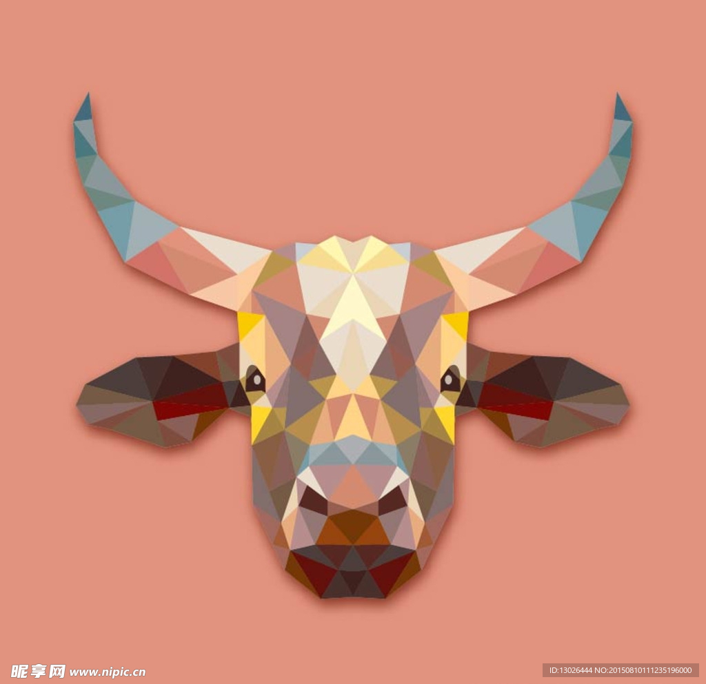 几何动物牛矢量