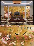 花开富贵花鸟背景墙