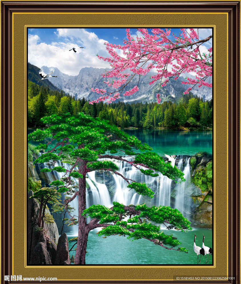巨幅山水画 迎客松