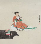 笔墨画仕女图