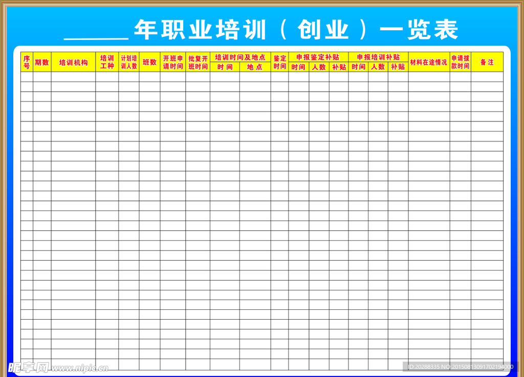 就业中心职业培训一览表