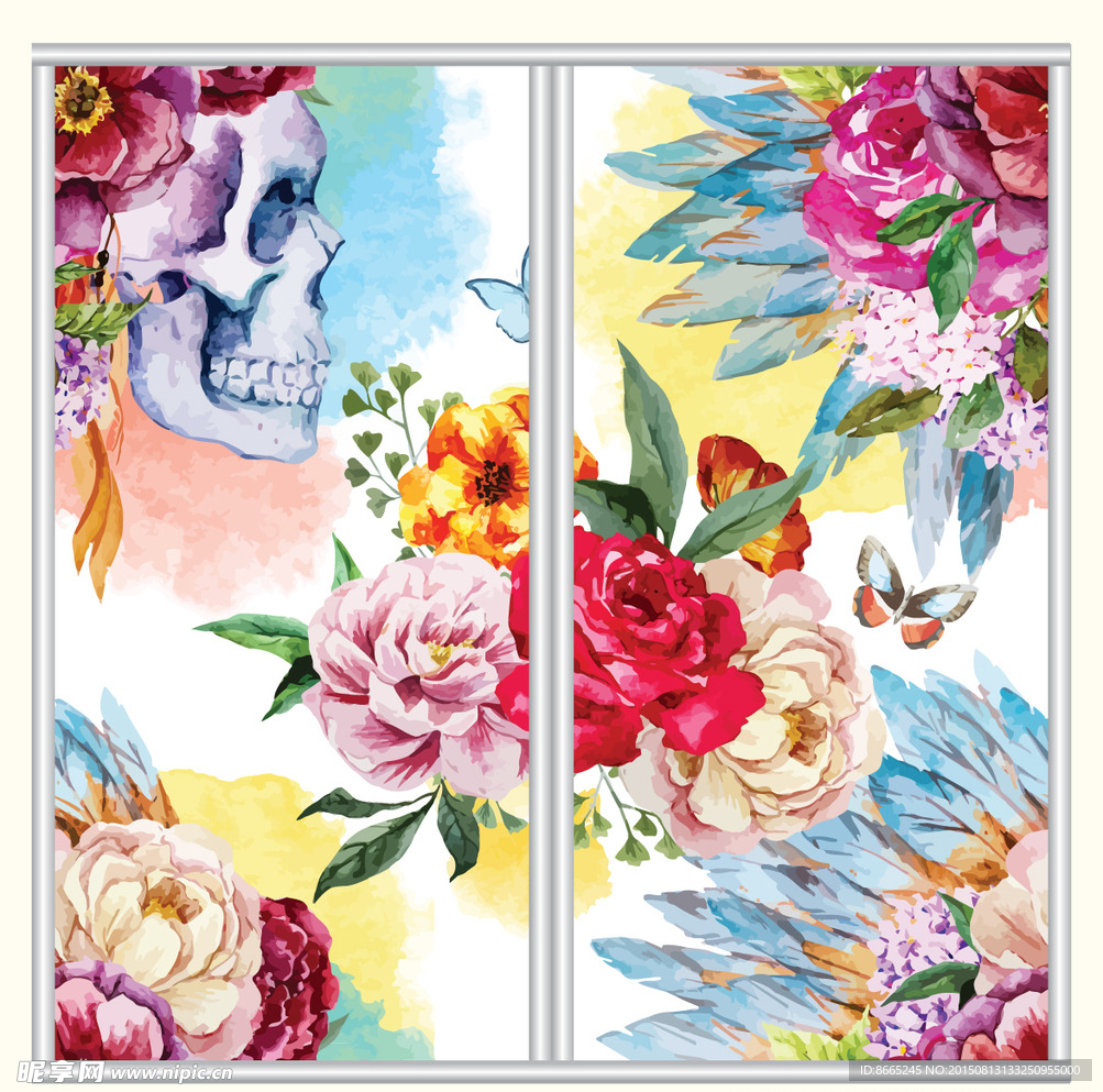 花卉移门