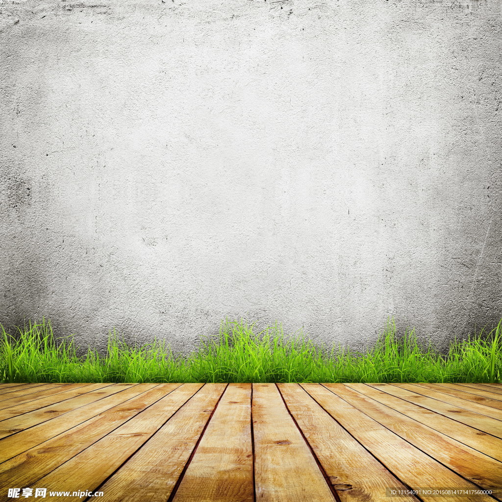 木地板青草墙壁图片