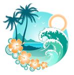 矢量椰树与海